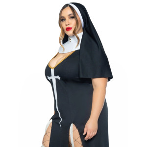 Костюм монашки-грішниці Leg Avenue Sultry Sinner 1X-2X, сукня, головний убір, комір. Photo 3