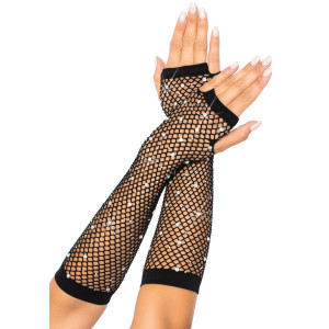 Мітенки Leg Avenue Rhinestone Fishnet Arm Warmers Black