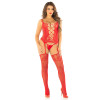 Комплект Leg Avenue Cami Garter with Stockings and String One Size, Red