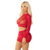 Комплект Leg Avenue Rhinestone Crop Top and Mini Skirt One Size, Red