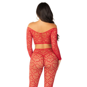 Комплект Leg Avenue Off The Shoulder Top and Footless Tights One Size, Red. Photo 3