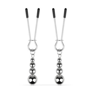 Затискачі для сосків Bedroom Fantasies: Nipple Clamps with Beaded Chain - Silver. Photo 3