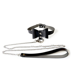 Чокер з повідцем Art of Sex - Butterfly чорний, екошкіра