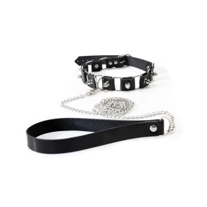 Бондажний набір: нашийник з повідцем, наручники та поножі Art of Sex - Cassandra, колір чорний. Photo 2