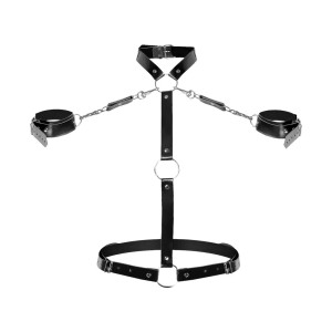 Жіноча портупея з наручниками Art of Sex - Ursula чорна XS-2XL, екошкіра