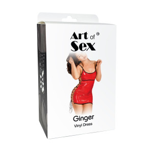 Сексуальна лакована сукня на шнурівці Art of Sex - Ginger червона L-2XL. Photo 3