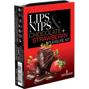 Подарунковий набір Sensuva Lips & Nips Pleasure Kit - Chocolate Strawberry 2 x 4г