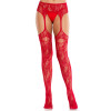 Колготки Leg Avenue Net Stockings with Attached Garter Belt One Size Red