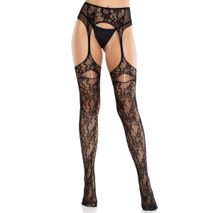 Колготки Leg Avenue Net Stockings with Attached Garter Belt One Size Black. Photo 3