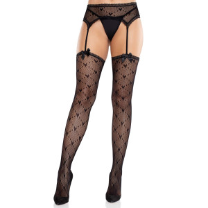 Колготки-панчохи Leg Avenue Heart Garterbelt Stockings One Size Black