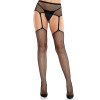 Колготки-панчохи Leg Avenue Backseam Net Stockings з поясом для панчіх, один розмір, чорні