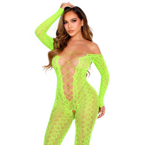 Бодистокинг Leg Avenue Crotchless Footless Lingerie Bodystocking One Size Neon Green. Photo 3
