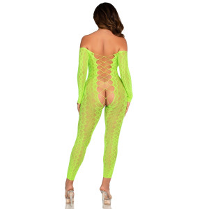Бодистокинг Leg Avenue Crotchless Footless Lingerie Bodystocking One Size Neon Green. Photo 2