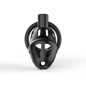 Клітка для пеніса LOCKINK SEVANDA Plastic Penis Chastity Cage, чорна, 3 кільця різних розмірів. Photo 3