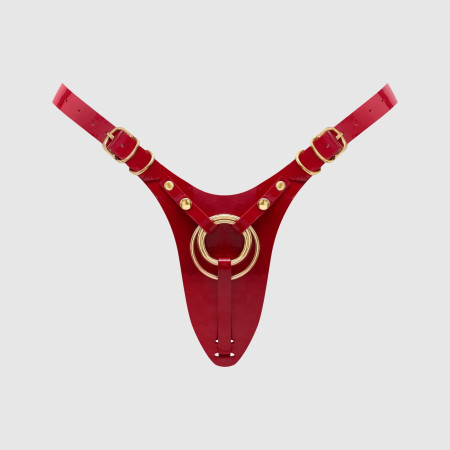 Трусики для страпона Strap-On-Me Leatherette Harness Fabulous - One Size - Red Glossy